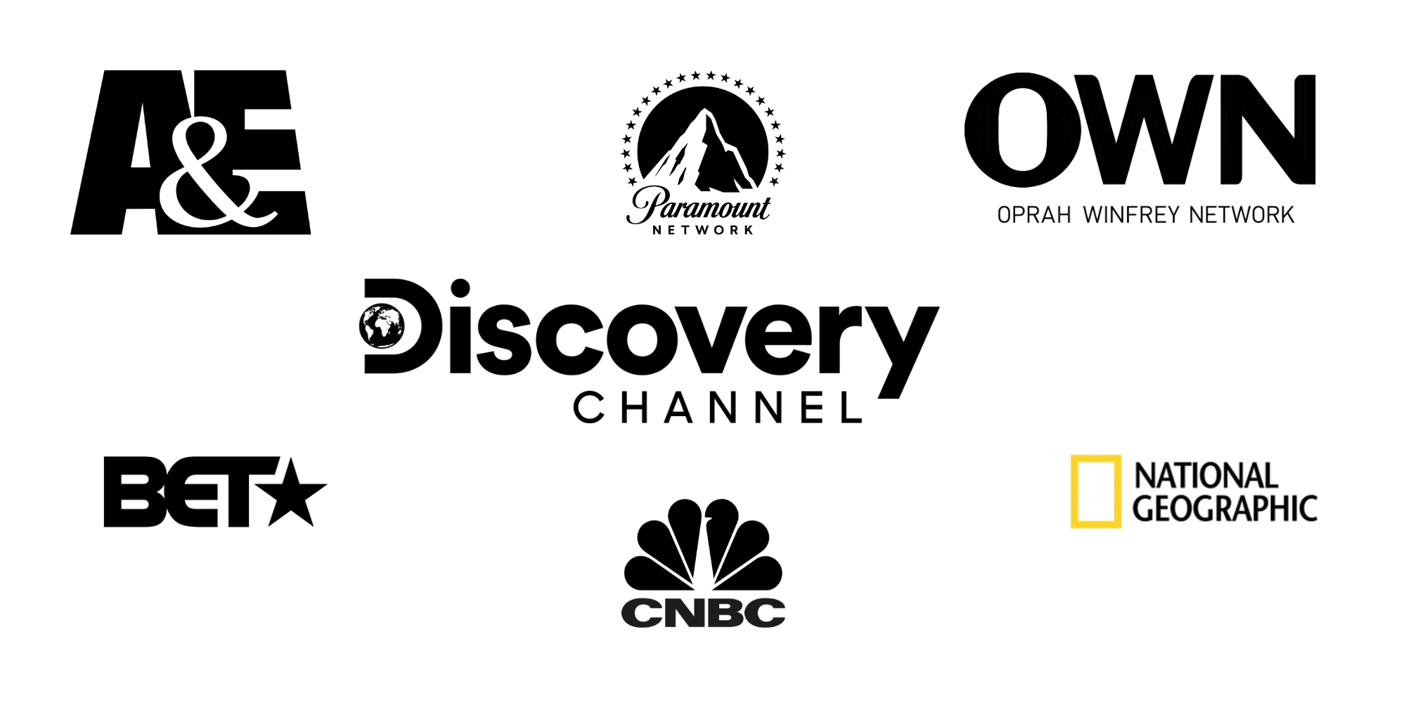 Selected Slate: A&E, Paramount Network, Oprah Winfrey Network, Discovery Channel, BET, CNBC, and National Geographic